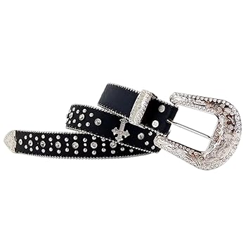 Amazon.com: Rhinestone Belt 40.6x1.4in PU Leather Goth Belt